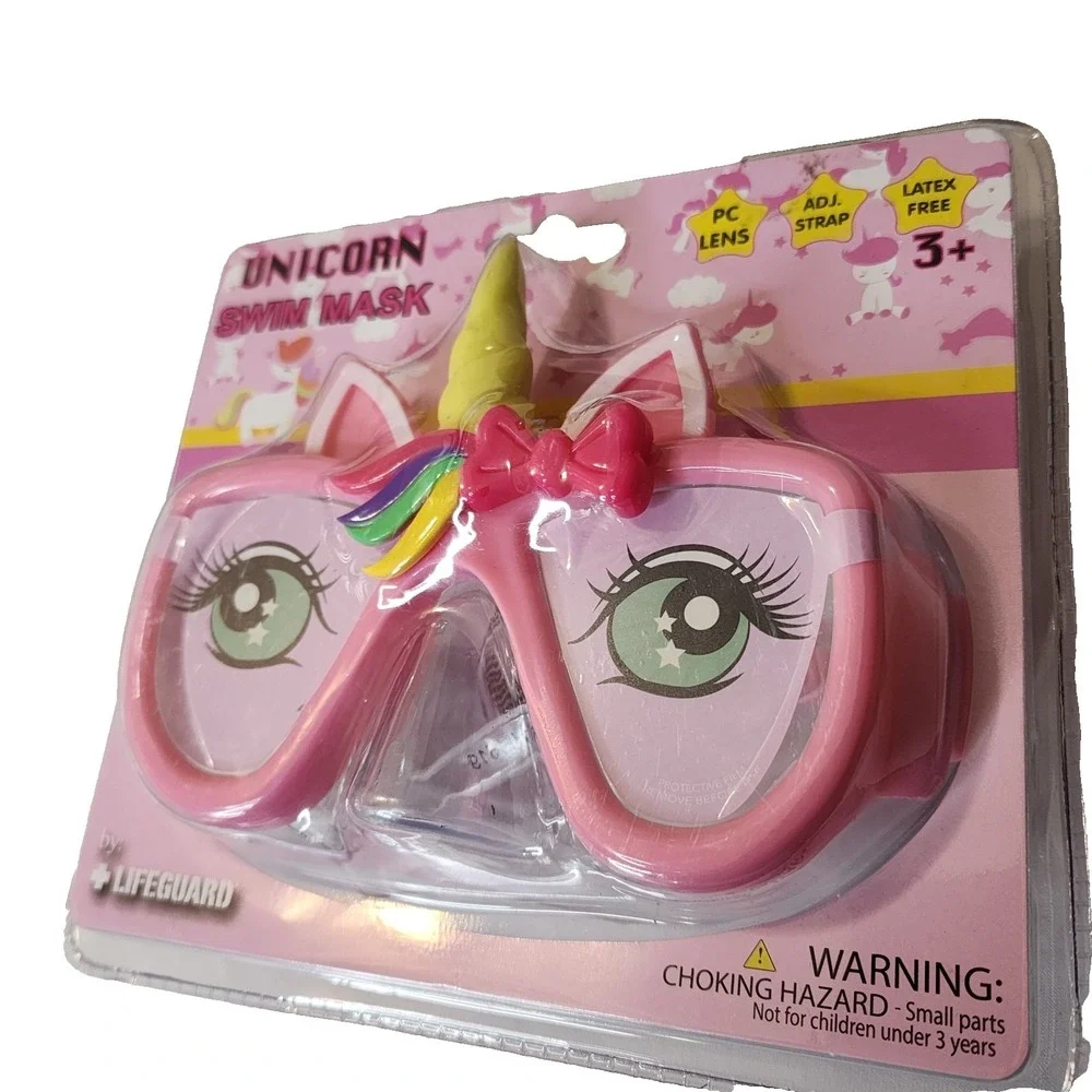 Swim Mask Unicorn Kids Adjustable Latex Free PC Lens 3yr +